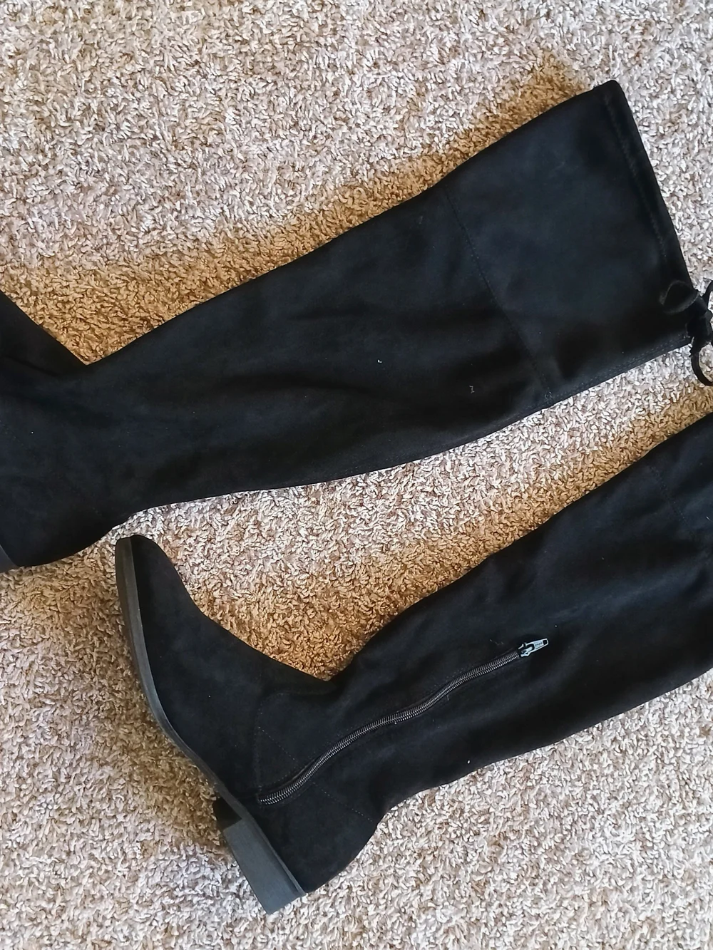Time and Tru Black Over-the-Knee Suede-Like Boots with Tie